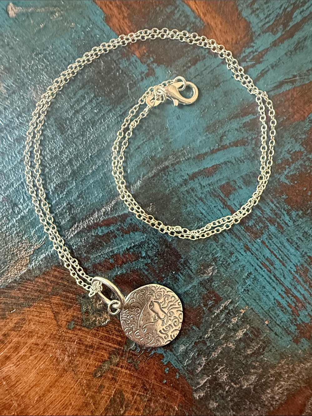 Jes MaHarry unisex ”Have Courage” lion silver charm on 20” silver chain.